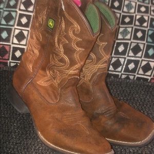 John Deere youth cowboy western work boots sz 3